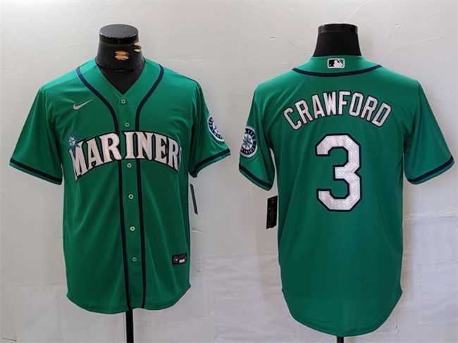 Mens Seattle Mariners #3 J.P. Crawford Aqua Cool Base Stitched jersey